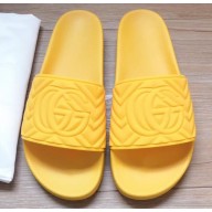 Gucci Matelassé Quilted GG Rubber Slide Sandals Yellow 2020