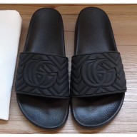 Gucci Matelassé Quilted GG Rubber Slide Sandals Black 2020