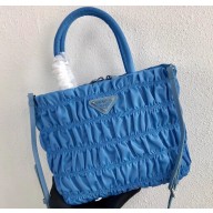 Prada Embossed Nylon Tote Bag 1BG321 Blue 2020
