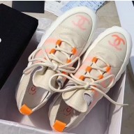 Chanel CC Logo Sneakers White/Orange 2020