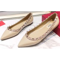 Valentino Rockstud Ballet Flats Ballerinas in Patent Leather Nude