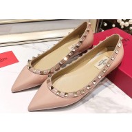 Valentino Rockstud Ballet Flats Ballerinas in Patent Leather Nude Pink