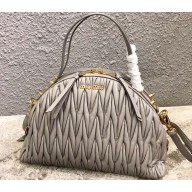 Miu Miu Matelassé Leather Shoulder Bag 5BB034 Gray