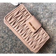 Miu Miu Matelassé Leather Clutch Bag with Strap 5BH042 Nude