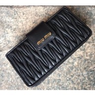 Miu Miu Matelassé Leather Clutch Bag with Strap 5BH042 Black