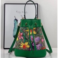 Gucci Ophidia GG Small Bucket Top Handle Bag 550621 Flora Print Green