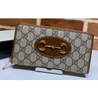 Gucci 1955 Horsebit Zip Around Wallet 621889 GG Canvas Brown 2020
