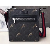 Gucci GG Black Small Messenger Bag 523599 Tiger Print