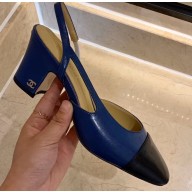 Chanel Heel 6.5cm Slingbacks G31318 Royal Blue/Black 2020