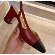 Chanel Heel 6.5cm Slingbacks G31318 Burgundy/Black 2020