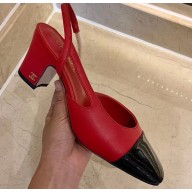 Chanel Heel 6.5cm Slingbacks G31318 Red/Patent Black 2020