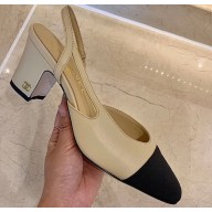 Chanel Heel 6.5cm Slingbacks G31318 Beige/Grosgrain 2020