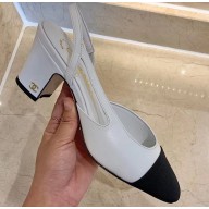 Chanel Heel 6.5cm Slingbacks G31318 White/Grosgrain 2020