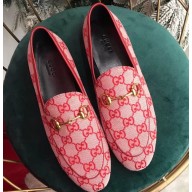 Gucci Women's Horsebit Loafer GG Canvas Pink