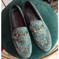 Gucci Women's Horsebit Loafer GG Velvet Green