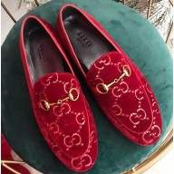 Gucci Women's Horsebit Loafer GG Velvet Red