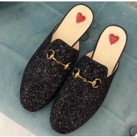 Gucci Women's Princetown Horsebit Slipper Glitter Black