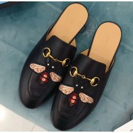 Gucci Women's Princetown Horsebit Slipper Embroidered Bees Black