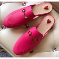 Gucci Women's Princetown Horsebit Slipper Leather Fuchsia