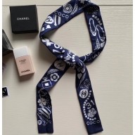 Chanel Silk Twill Slim Bandeau Scarf 4.5x120cm 08 2020