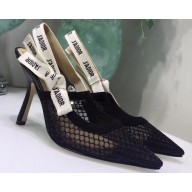 Dior Heel 9.5cm J'Adior Slingback Fishnet Pumps Black 2020