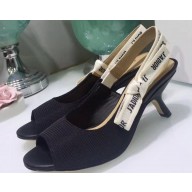 Dior Heel 6.5cm J'Adior Technical Fabric Sandals Black 2020