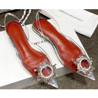 Amina Muaddi Heel 1.5cm Begum Glass Slingback Flats Transparent PVC