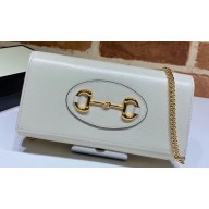Gucci 1955 Horsebit Clutch with Chain Mini Bag 621888 Leather White 2020
