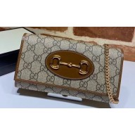Gucci 1955 Horsebit Clutch with Chain Mini Bag 621888 GG Canvas Brown 2020
