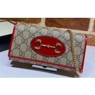 Gucci 1955 Horsebit Clutch with Chain Mini Bag 621888 GG Canvas Red 2020