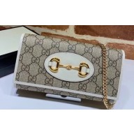 Gucci 1955 Horsebit Clutch with Chain Mini Bag 621888 GG Canvas White 2020