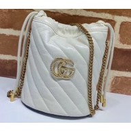Gucci Diagonal GG Marmont Double G Mini Bucket Bag 575163 White/Blue 2020