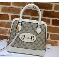 Gucci 1955 Horsebit Small Top Handle Bag 621220 GG Canvas White 2020