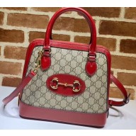 Gucci 1955 Horsebit Small Top Handle Bag 621220 GG Canvas Red 2020