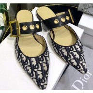 Dior D-Dior Slingbacks Flats Mules Oblique Canvas Black