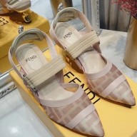 Fendi Heel 5cm Colibri Tech Mesh Slingbacks Nude 2020