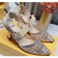 Fendi Heel 8.5cm Colibri Tech Mesh Slingbacks Rhinestone Embroidery Nude 2020