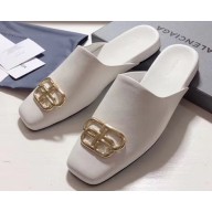 Balenciaga Cosy BB Flat Mules Slides Slippers White 2020