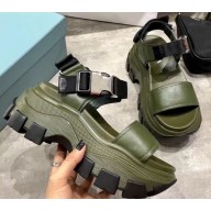 Prada Pegasus Strap Sandals Army Green 2020
