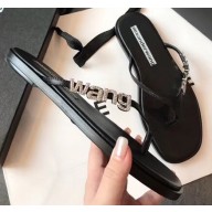 Alexander Wang Crystal Logo Thong Sandals Black 2020