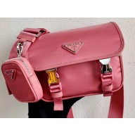Prada Nylon and Saffiano Leather Shoulder Bag 2VD034 Pink 2020