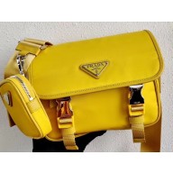 Prada Nylon and Saffiano Leather Shoulder Bag 2VD034 Yellow 2020