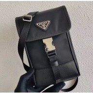 Prada Nylon and Saffiano Mobile Phone Case with Shoulder Strap 2ZH109 Black 2020