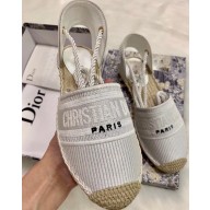 Dior Granville and Embroidered Cotton Lace-up Espadrilles Sandals White 2020