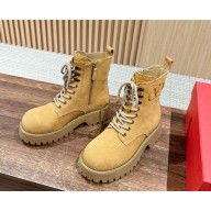 Valention women's lace-up suede leather ankle boot in brown 2024
