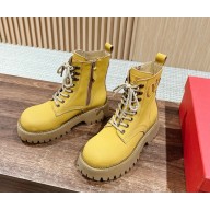 Valention women's lace-up calfskin ankle boot in yellow 2024