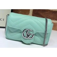 Gucci Leather GG Marmont Super Mini Shoulder Bag 476433 Pastel Green 2020