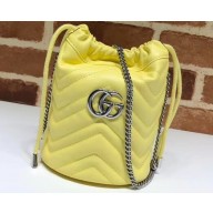 Gucci Leather GG Marmont Double G Mini Bucket Bag 575163 Pastel Yellow 2020
