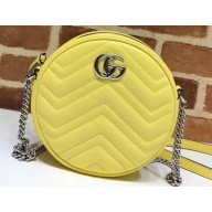 Gucci Leather GG Marmont Mini Round Shoulder Bag 550154 Pastel Yellow 2020