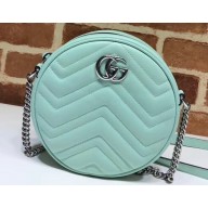 Gucci Leather GG Marmont Mini Round Shoulder Bag 550154 Pastel Green 2020